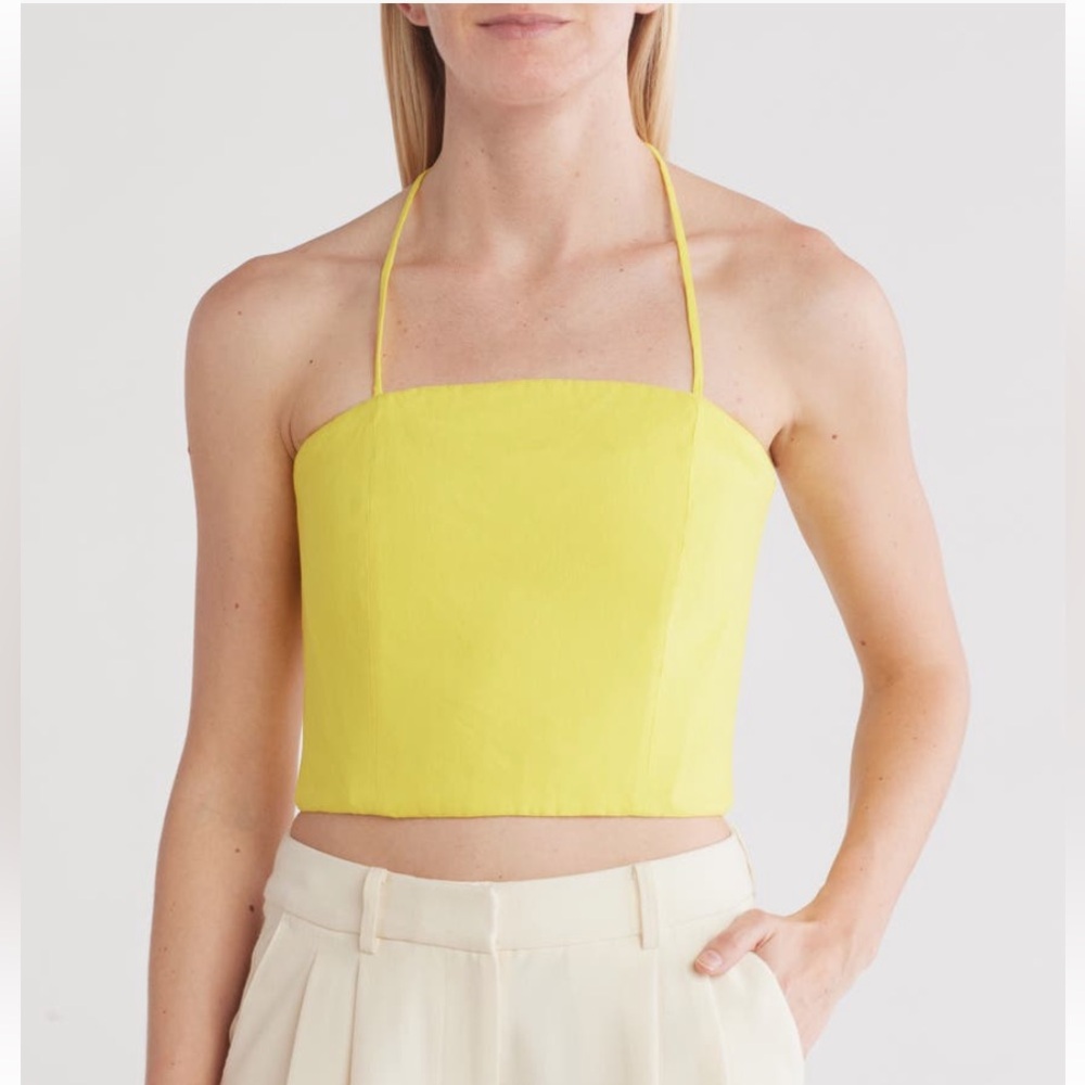 Alice + Olivia Ceresi Halter Tie Bandeau Crop Top